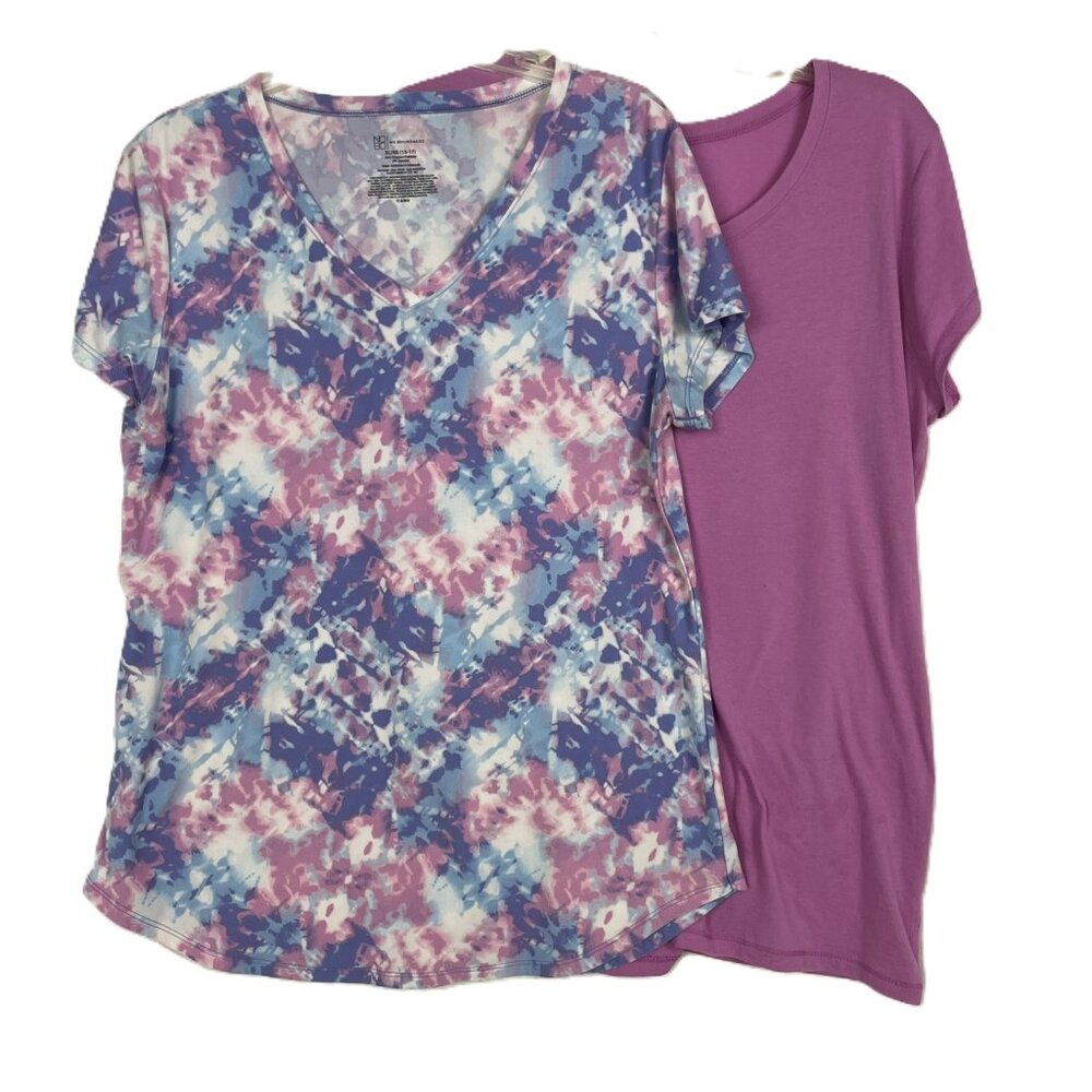 No Boundaries Two Matching T-Shirts Tie Dye Tshirt Purple Blue Juniors LG 15-17